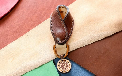 【neoclassic】 牛本革 キーホルダー （Dark Brown） 牛革 本革 レザー 姫路レザー キーリング 手縫い 北海道 小樽市
