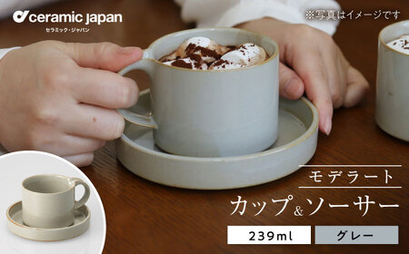 【瀬戸焼】モデラート カップソーサー グレー 【セラミック・ジャパン】 / 食器 カップ コップ ギフト プレゼント / 瀬戸市[BBBC007]