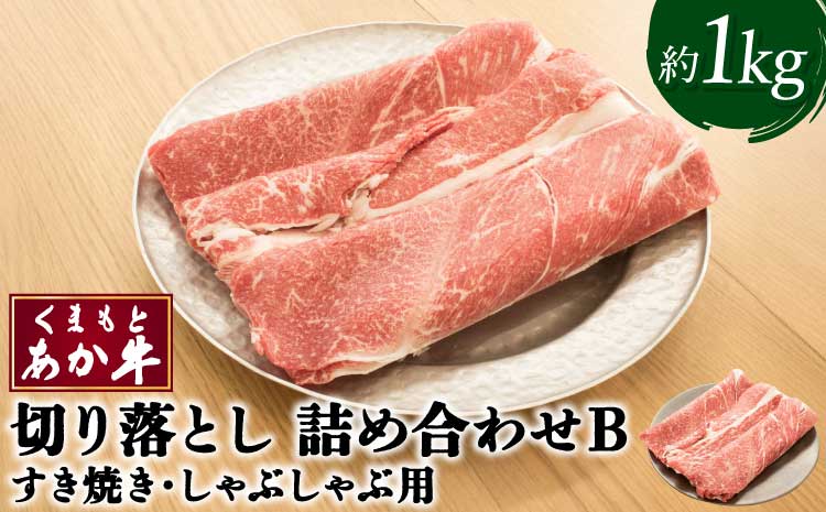 【2023年1月より順次発送】あか牛 詰め合わせB 合計約1kg 切落し すき焼き しゃぶしゃぶ  和牛 牛肉