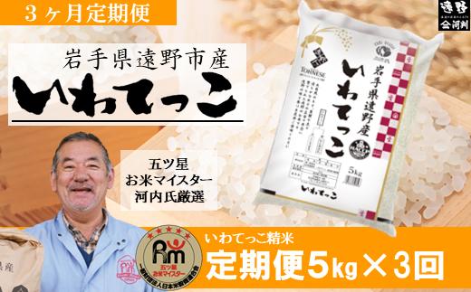 
            【 定期便 3回 】【 五つ星 お米マイスターProf. 厳選 】遠野産 新米 いわてっこ 5kg 【 コメマルシェ 河判 】
          