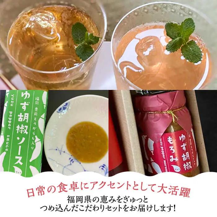 【全6回定期便】＜いちじく美人・いちご美人＞ 飲む酢 2本 & ゆず胡椒 ソース / もろみ セット [VBW027]地産 福岡 万能 調味料 酢