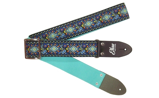 【ギターストラップ】 Elara Straps Peacock Queue Fresque Blue 郡上市 レザー 真鍮バックル ウルトラスエード プロ仕様 エレキ アコギ ベース Ksound 小林楽器店
