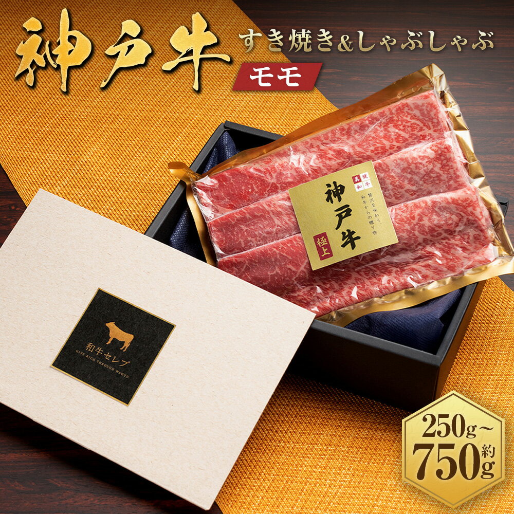 【ふるさと納税】【和牛セレブ】神戸牛 すき焼き&しゃぶしゃぶセット（モモ） ＜選べる容量：1箱＞ 約250g×1袋 / 約250g×2袋 / 約250g×3袋 神戸牛 神戸ビーフ 牛肉 お肉 肉 にく すき焼き しゃぶしゃぶ もも 和牛 国産 兵庫県 赤穂市 送料無料