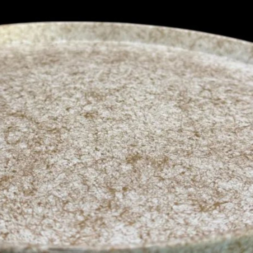 木製 丸トレイ 乱糸（マット仕上げ）純白［NF66］