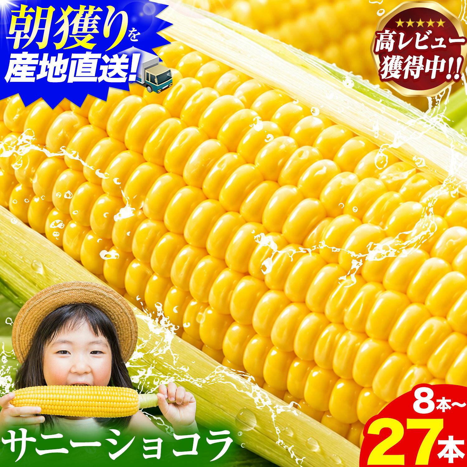 【ふるさと納税】2026年夏の予約受付開始！ とうもろこし サニーショコラ（3L-2Lサイズ）8-9本 / 16-18本 / 24-27本セット 小林農園 《8月上旬-9月下旬頃出荷予定》長野県 信濃町 とうもろこし コーン サニーショコラ 朝採り フレッシュ ジューシー 生 送料無料