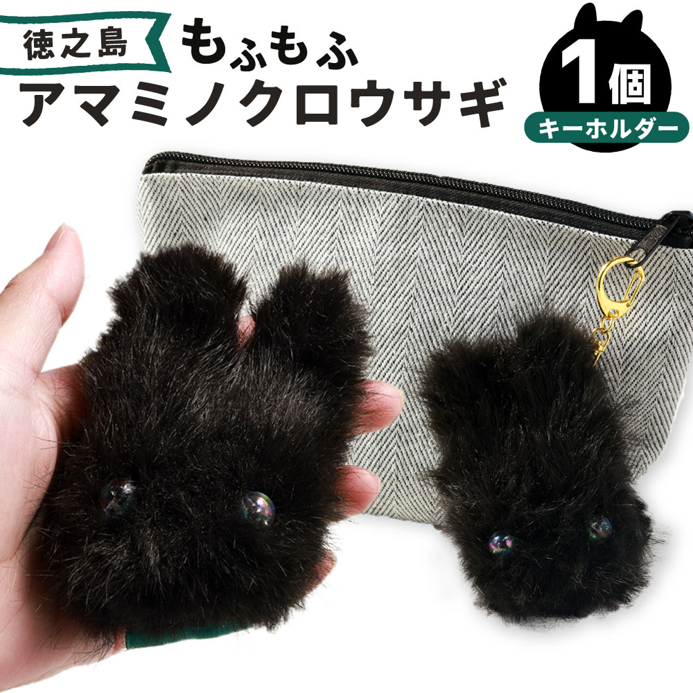 【ふるさと納税】もふもふアマミノクロウサギキーホルダー 約13cm うさぎ 手のひらサイズ エコファー ビーズ 動物 アニマル 小物 雑貨 鹿児島県 天城町 送料無料