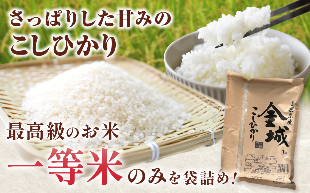 浜田市金城町産こしひかり　３ｋｇ 【058_1843】