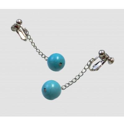 ふるさと納税 和泉市 ターコイズブルーのSwingイヤリング　10mmラウンド