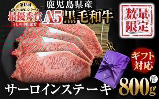 【お歳暮】【ギフト対応】＜A5等級＞黒毛和牛 巨匠の至福のサーロインステーキ 計800g(200g×4枚) wa24-005-os