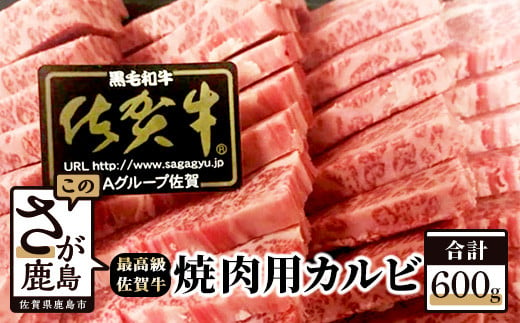 
D-61 最高級ブランド牛『佐賀牛』　カルビ 焼肉用　６００ｇ
