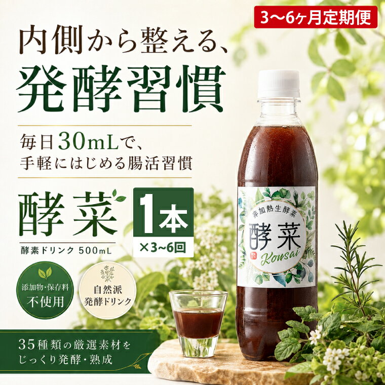 【ふるさと納税】【選べる配送回数】非加熱生酵素『酵菜』500ml【定期便 厳選 酵素ドリンク 活性酵素 天然素材植物性乳酸菌 酵母菌 水戸市 茨城県】（EH-9）
