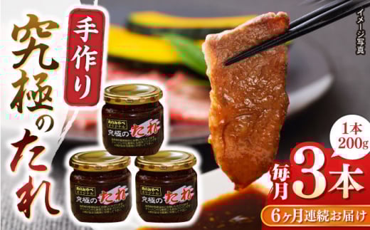 【全6回定期便】自家製 究極のたれ 200g×3本セット 手作り 焼き肉のタレ 野菜炒め 焼き肉 調味料 オリジナル タレ 焼肉 【肉のみやべ】 [YAC026]