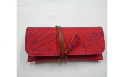 No.092 グローブの革製　マルチぺンケースRDA ／ 筆箱 手作り レザー 大阪府