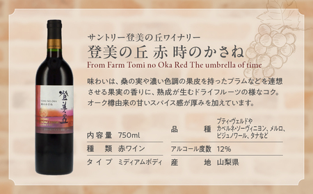甲斐市産赤ワイン5本セット　家飲み 赤 日本ワイン 山梨ワイン 定番 テーブルワイン お酒 サントリー 甲州 飲み比べ 山梨県 甲斐市 AD-297