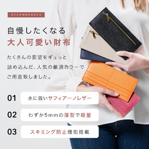長財布薄型 レディース 本革 オレンジ MURA｜長財布