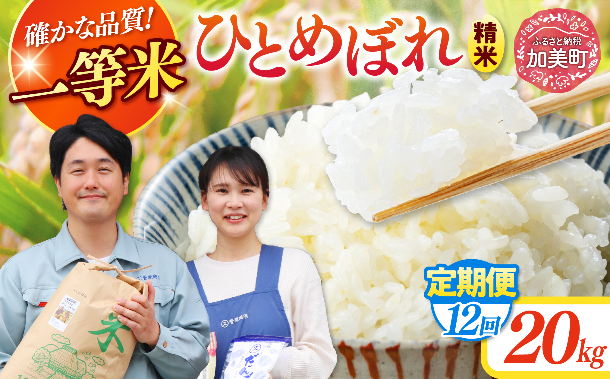 【12回定期便】 精米 令和7年産 宮城県産ひとめぼれ 計240kg (10kg×2袋)×12回 [菅原商店 宮城県 加美町 ]   |sg-hb20-t12-r7