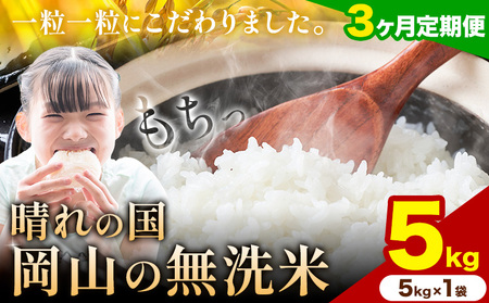 【3ヶ月定期便】晴れの国岡山の無洗米 5kg 《申し込み翌月から発送》