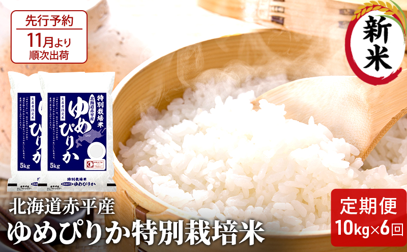 【先行予約2024年産米・11月より順次出荷】北海道赤平産 ゆめぴりか 10kg (5kg×2袋) 特別栽培米 【6回お届け】 米 北海道 定期便