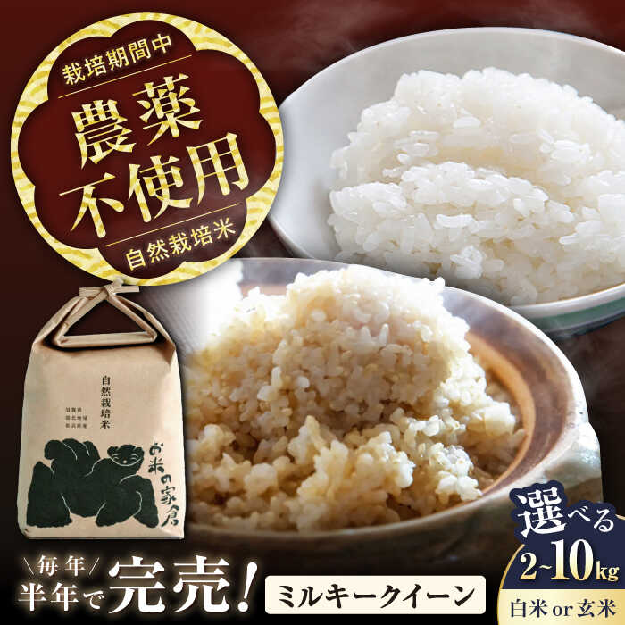 【ふるさと納税】【令和7年産】 自然栽培米 ミルキークイーン 2kg 5kg 10kg 精米方法 白米 玄米 | 米 こめ コメ お米 国産 送料無料 お取り寄せ 近江米 栽培期間中 農薬不使用　長浜市/お米の家倉[AQCP001] ごはん 精米 人気 おすすめ 長浜市 おにぎり