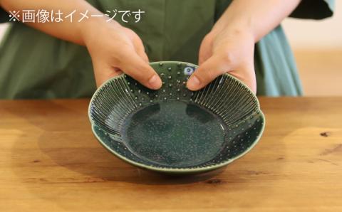 輪花皿小グリーン肥前吉田焼2枚セット器陶器お皿食器かわいいおしゃれNAT020