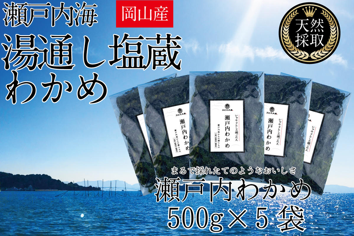 湯通し塩蔵 瀬戸内 わかめ 500g×5袋【岡山 瀬戸内海 天然 塩蔵】