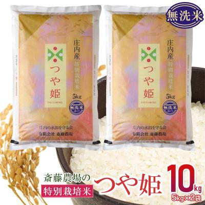 ふるさと納税 鶴岡市 【令和7年産】斎藤農場の特別栽培米 つや姫(無洗米) 計10kg(5kg×2袋) [K-7120]