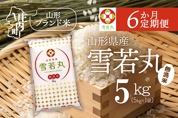 ＜5月中旬発送＞庄内米6か月定期便！雪若丸無洗米 5kg（入金期限：2025.4.25） 5月中旬発送開始