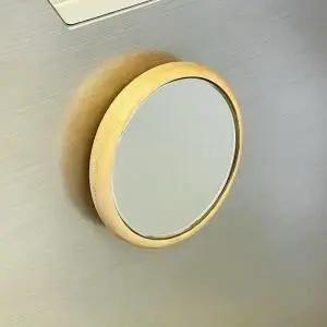 【Face Mirror メープル材+オーク材】ハンドミラー（手鏡）スタンドミラー（卓上）ウォールミラーとしても＜フェイスミラー＞ プレゼント 父の日 母の日 入学 卒業 就職 MUFactory