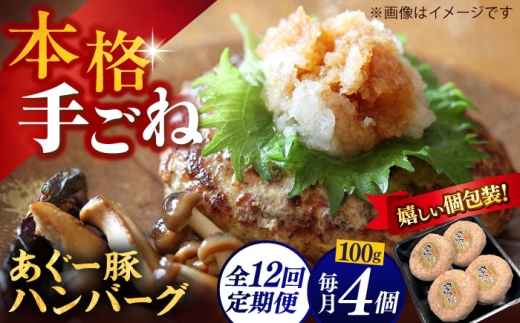 ハンバーグ あぐー豚100% 400g (100g×4個) 【全12回定期便】個包装 沖縄県産あぐー豚100% 手ごね ハンバーグ 4個 はんばーぐ 定期便 あぐー豚 ハンバーグ 冷凍 小分け ハンバーグ 定期便 はんばーぐ あぐー豚ハンバーグ ギフト お取り寄せ 沖縄市 / お肉屋本店 [BCAZ020]