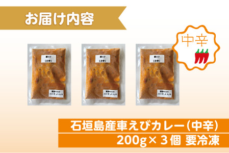 石垣島産車えびカレー（中辛）【冷凍 3食】石垣島のカレー専門店が作るご当地カレー　SK-9