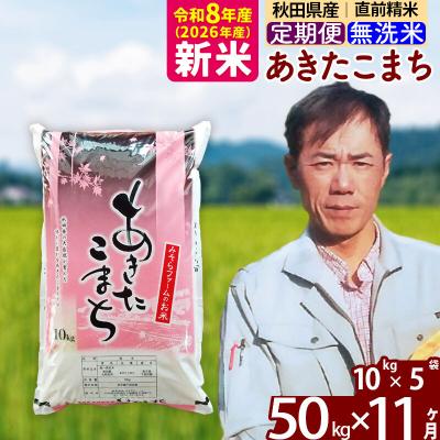 ふるさと納税 北秋田市 新米 令和8年産 《定期便11ヶ月》秋田県産あきたこまち50kg 無洗米|msrf-31211
