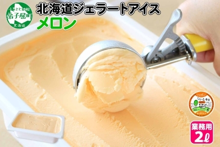 595.アイスクリーム メロン ジェラート 業務用 2リットル 2L アイス 大容量  手作り 北海道 弟子屈町