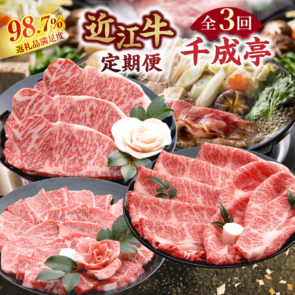 【 ふるさと納税 】 千成亭 近江牛 専門店 自慢の逸品 定期便 全3回 創業60年 4等級以上 未経産牝牛のみ 焼肉 すき焼き ステーキ 3回 国産 牛肉 食べ比べ 冷凍