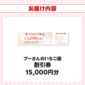 プーさんのいちご園　割引券（15,000円分） 【レターパック】 イチゴ狩り あまおう 恋みのり 紅ほっぺ さがほのか かおり野 おいCベリー あまえくぼ よつぼし 高設栽培 多段式 バリアフリー 車