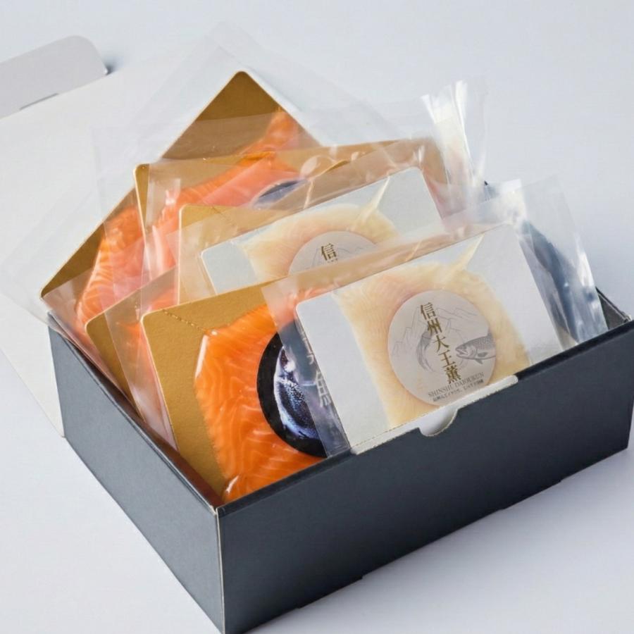 ＜信州スモーク＞信州サーモン・浅間サーモン・信州大王イワナ スモーク3種食べ比べ 信州三選薫6P40g×6パック
