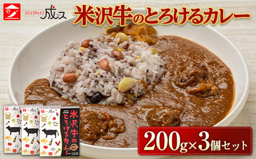 
米沢牛のとろけるカレー (200g×3個セット) 『スパイスキッチン成ス』 山形県 南陽市 [1795]
