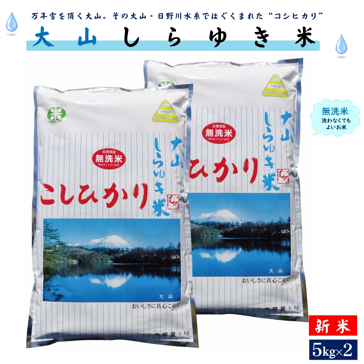 
【新米】令和6年産 大山しらゆき米10kg（無洗コシヒカリ・5kg×2）
