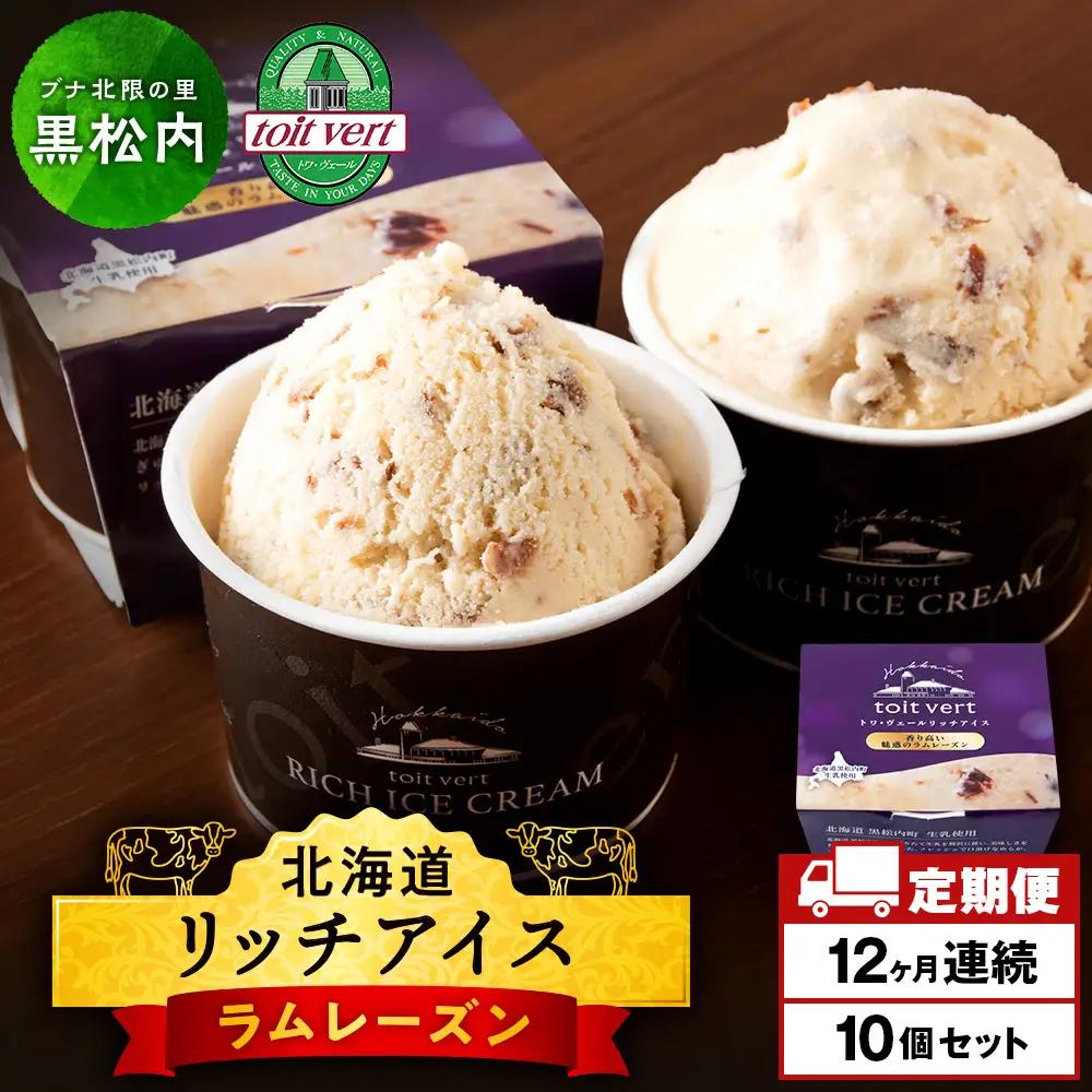 【定期便6ヶ月】リッチアイスクリーム 香り高い魅惑のラムレーズン　10個セット（100ml）