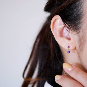 【ジュエリー】K10 イエローゴールド アメシスト 揺れる ピアス 保証書付 SR-2012 242-003-a