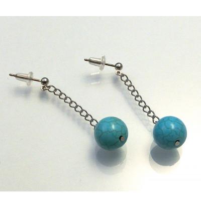 ふるさと納税 和泉市 ターコイズブルーのSwing10mm玉ピアス