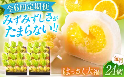 【ふるさと納税】【全6回定期便】お菓子 はっさく大福12個入×2　 お菓子 大福 八朔 柑橘 みかん オレンジ 餅 ギフト お取り寄せ スイーツ フルーツ大福 ご当地 菓子 おかし デザート 食品 人気 おすすめ 広島県福山市/株式会社虎屋本舗[BADH019]