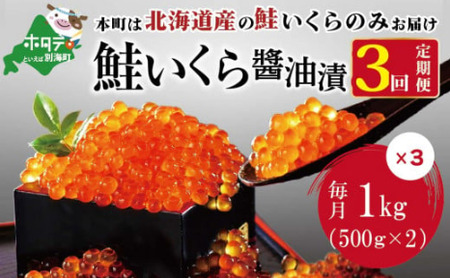 【定期便 全3回】数量限定！贅沢堪能！北海道産 鮭いくら醤油漬け 3.0kg ！ (250g×4パック) 3ヶ月 　（ いくら イクラ 鮭卵 醤油漬け 北海道 人気 ふるさと納税 ）