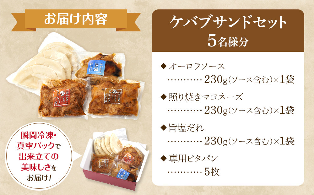 ケバブサンド セット 約5名分 ケバブチキンステーキ 230g×3食 ピタパン×5枚 肉料理 鶏肉 温めるだけ 惣菜 お手軽 簡単 ギフト 贈り物 ホームパーティー