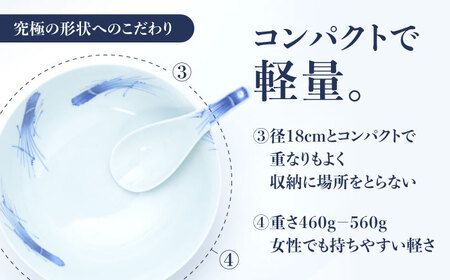 【有田焼】究極のラーメン鉢 レンゲセット 染付稲穂朱稲穂 ペア / 焼物 ラーメン鉢 丼ぶり / 株式会社まるぶん [41APCD059]