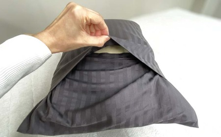 SatinStripeサテンストライプ 昼夜サテン ピロケース【Lサイズ】【グレー】【日本製】