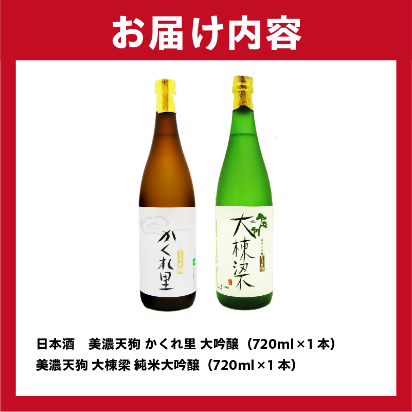 日本酒　美濃天狗 かくれ里 大吟醸（720ml×1本）美濃天狗 大棟梁 純米大吟醸（720ml×1本） 2本セット　【0026-005】_イメージ4