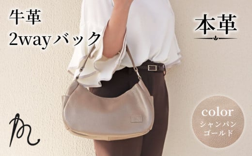 本革 ショルダーバッグ トートバッグ 2way シャンパンゴールド かばん 鞄 カバン トート ハンドバック 手提げ 革 牛革 レザー 取り外し 大容量 収納力 軽い 通勤 ビジネス お出かけ コロン 贈答 ギフト プレゼント 記念日 お祝い メディア 千葉県 旭市 髙野縫製 ぬいざえもん ths004