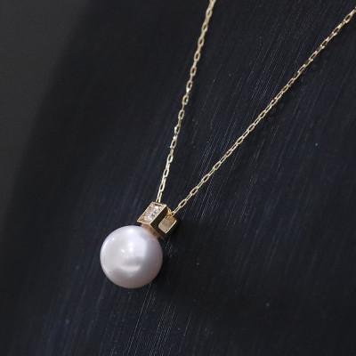 ふるさと納税 山梨市 K18あこや真珠7mmスクエアペンダント【ダイヤ0.05ct】 |  | 02