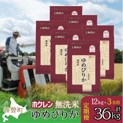 ふるさと納税 壮瞥町 【令和7年産】【3ヶ月定期配送】(無洗米12kg)ホクレンゆめぴりか(2kg×6袋) SBTD173
