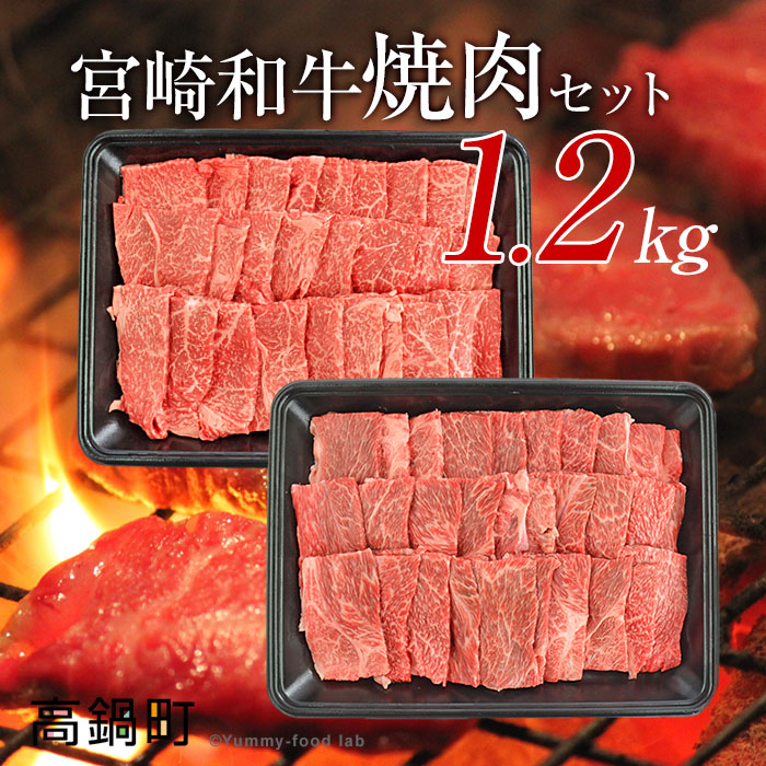 ＜宮崎和牛焼肉セット計1.2kg＞2か月以内に順次出荷します【c438_hn_x2】